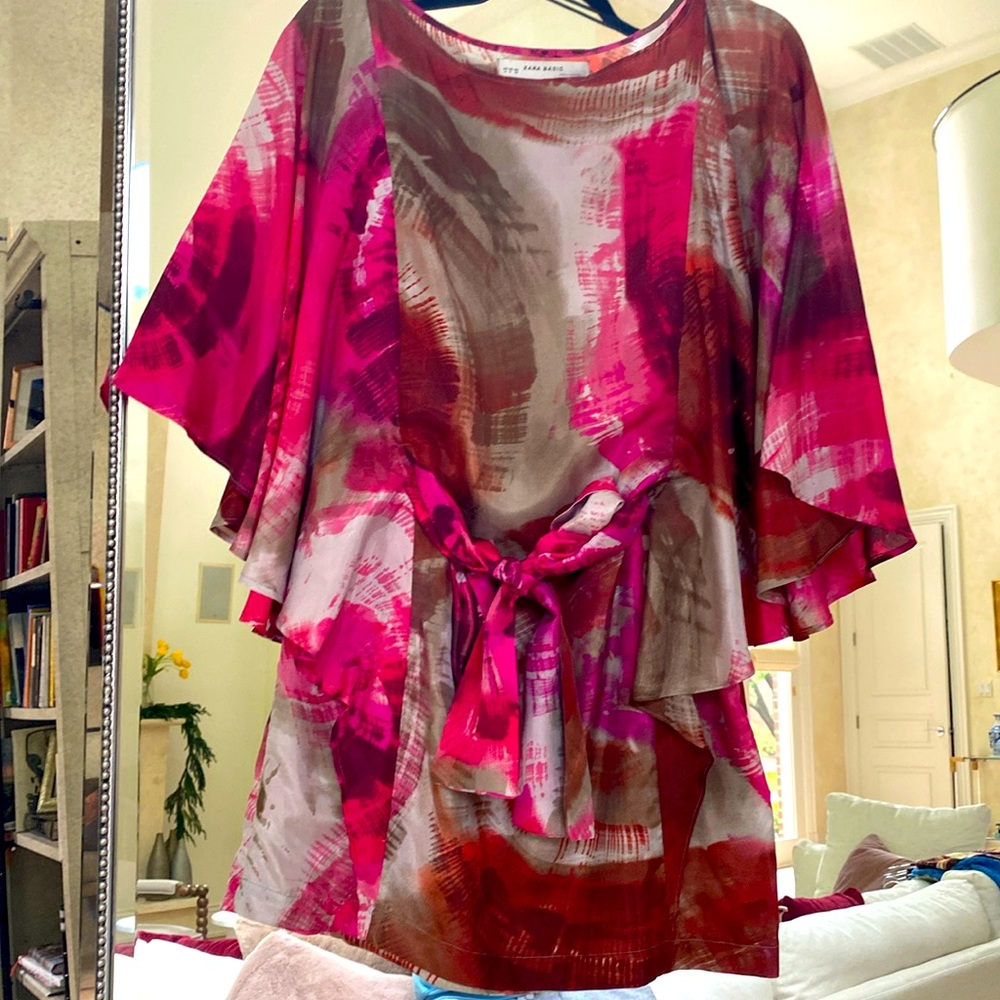 Zara silk mini kimono style dress sz medium